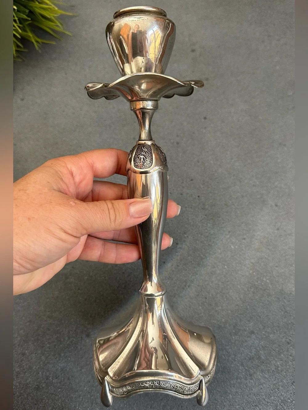 FLORAL SILVER-PLATED CANDLESTICKS